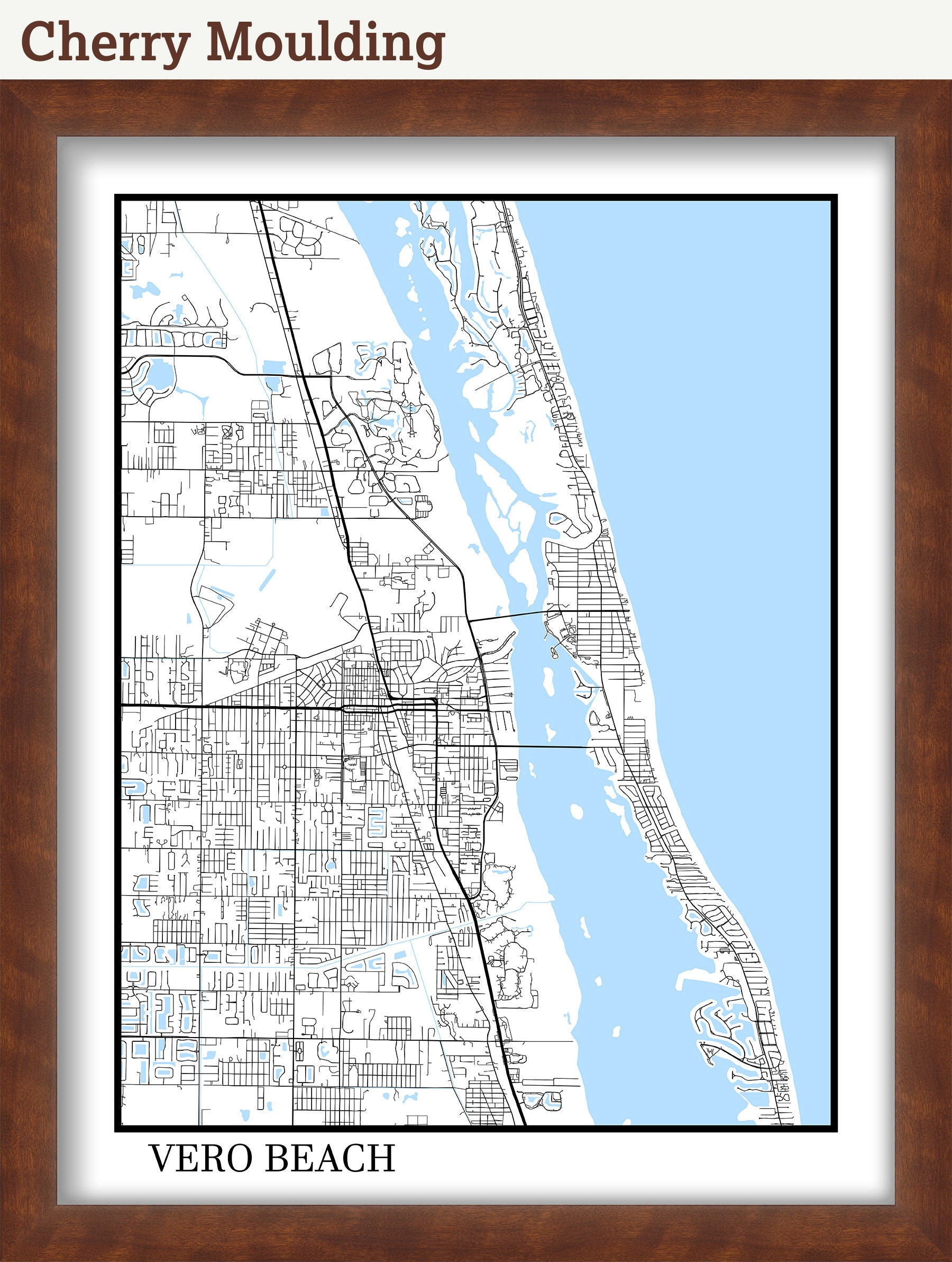 Vero Beach, Florida - Contemporary Map Poster - Etsy.de inside Street Map of Vero Beach Florida