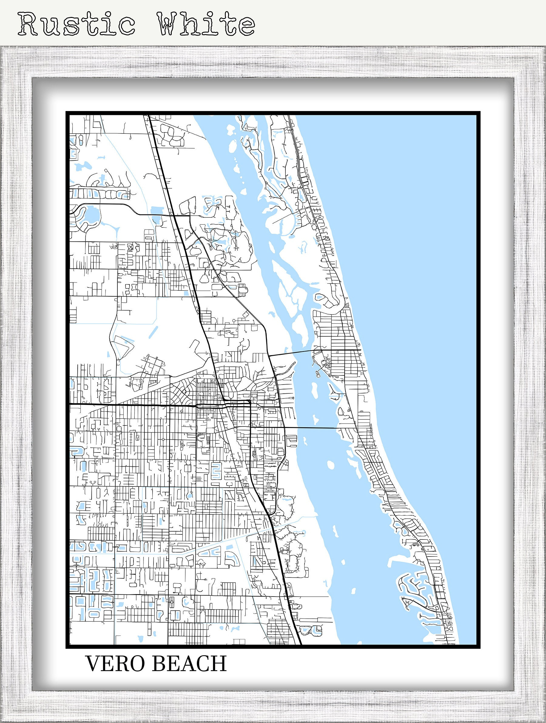 Vero Beach, Florida - Contemporary Map Poster - Etsy.de throughout Vero Beach On Map Of Florida