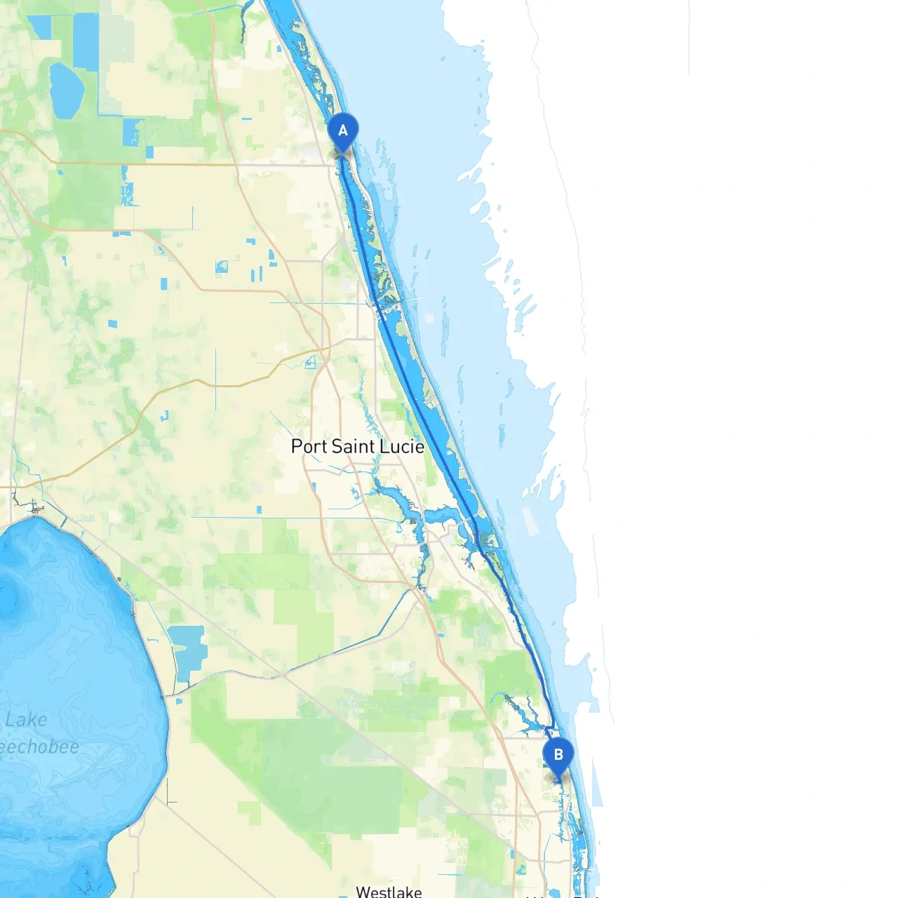 Vero Beach To Jupiterboat - Savvy Navvy Smart Routing intended for Vero Beach On Map Of Florida