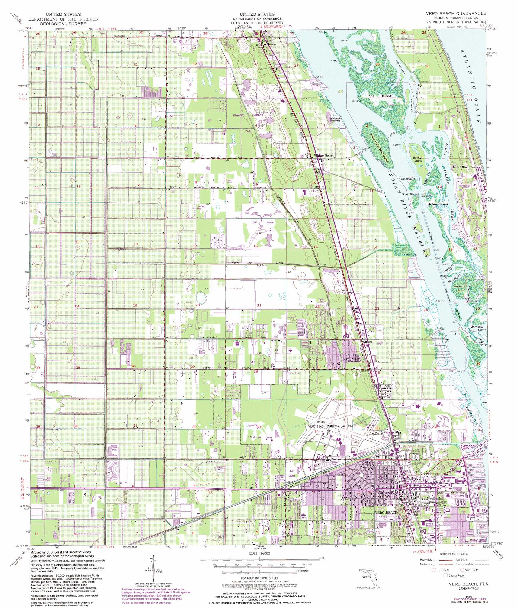 Vero Beach Topographic Map 1:24,000 Scale, Florida inside Map of Florida Vero Beach