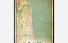 Vintage Atlantic Beach Florida Map Poster, Modern Home Decor Wall Art Print  - Custom Maps &amp; Posters inside Map of Atlantic Beach Florida