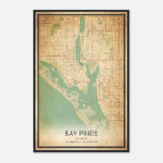 Vintage Bay Pines Florida Map Poster, Bay Pines Fl City Road Wall Art Print    Custom Maps & Posters With Regard To Map Of Bay Pines Florida
