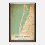 Vintage Belleair Beach Florida Map Poster, Belleair Beach Fl City Road Wall  Art Print   Custom Maps & Posters Intended For Map Of Belleair Beach Florida