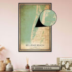 Vintage Belleair Beach Florida Map Poster, Belleair Beach Fl City Road Wall  Art Print   Custom Maps & Posters Within Map Of Belleair Beach Florida
