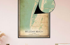 Vintage Belleair Beach Florida Map Poster, Belleair Beach Fl City Road Wall  Art Print - Custom Maps &amp; Posters within Map Of Belleair Beach Florida