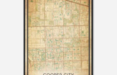 Vintage Cooper City Florida Map Poster, Modern Home Decor Wall Art inside Map of Cooper City Florida