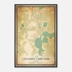 Vintage Crooked Lake Park Florida Map Poster, Crooked Lake Park Fl City  Road Wall Art Print   Custom Maps & Posters Regarding Map Of Lake Park Florida