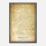 Vintage Cross City Florida Map Poster, Cross City Fl City Road Wall Art  Print   Custom Maps & Posters With Regard To Map Of Cross City Florida