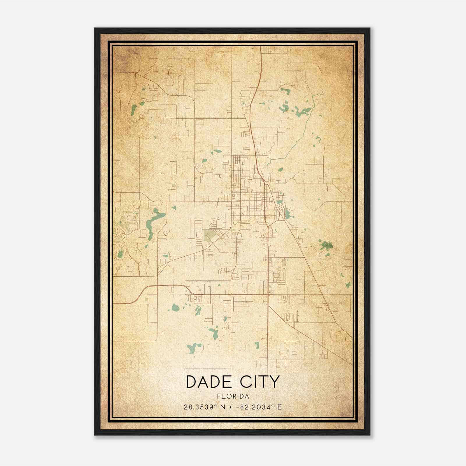 Vintage Dade City Florida Map Poster, Modern Home Decor Wall Art Print - Custom Maps &amp;amp; Posters with Map Of Florida Dade City