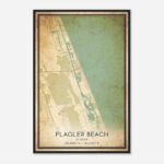 Vintage Flagler Beach Florida Map Poster, Modern Home Decor Wall Art Print    Custom Maps & Posters With Regard To Map Of Florida Flagler Beach