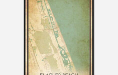 Vintage Flagler Beach Florida Map Poster, Modern Home Decor Wall Art Print  - Custom Maps &amp; Posters with regard to Map of Florida Flagler Beach