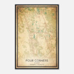Vintage Four Corners Florida Map Poster, Four Corners Fl City Road Wall Art  Print   Custom Maps & Posters Regarding Map Of Four Corners Florida