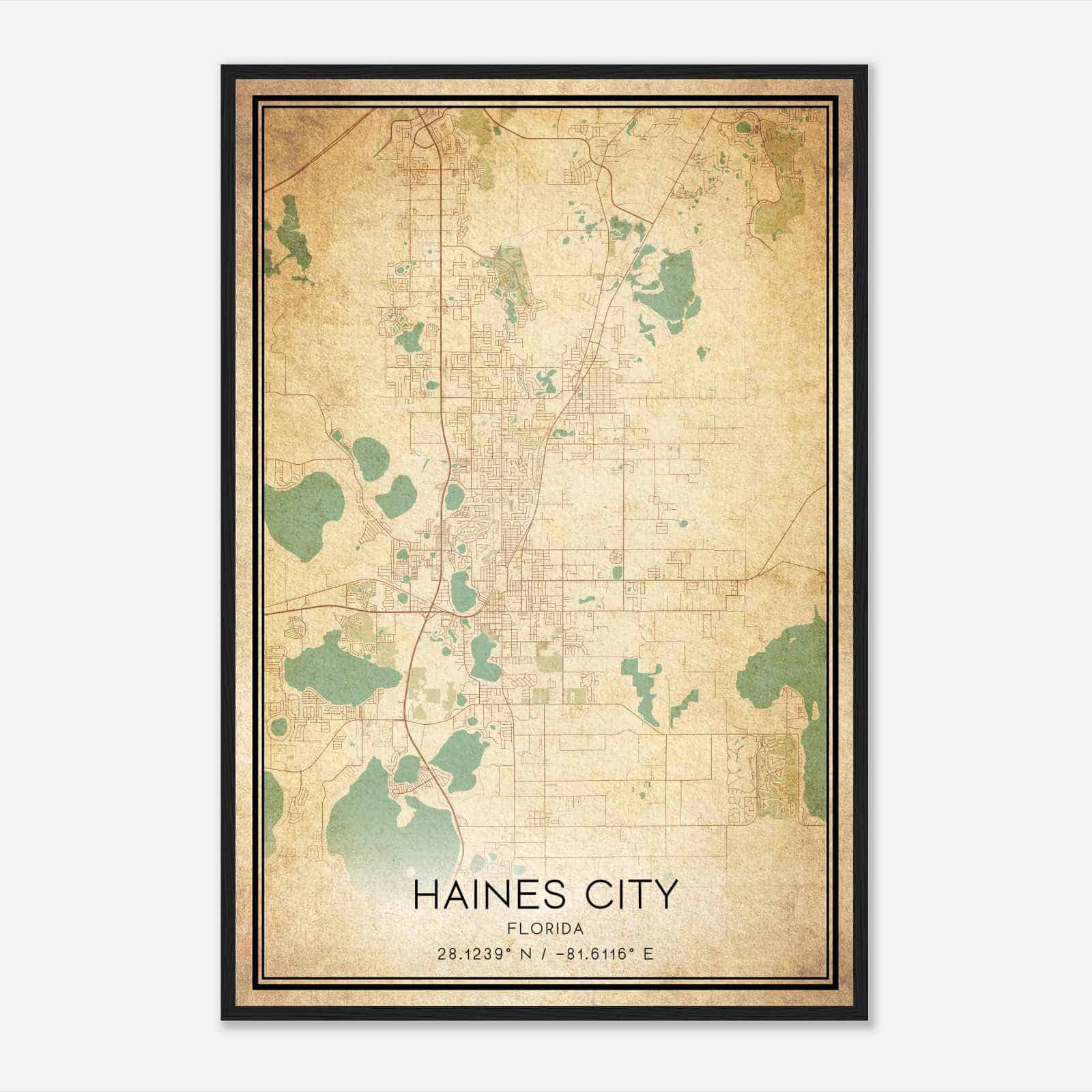 Vintage Haines City Florida Map Poster, Modern Home Decor Wall Art Print - Custom Maps &amp;amp; Posters regarding Map of Haines City Florida