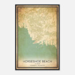 Vintage Horseshoe Beach Florida Map Poster, Horseshoe Beach Fl City Road  Wall Art Print   Custom Maps & Posters In Map Of Horseshoe Beach Florida