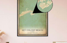 Vintage Key Colony Beach Florida Map Poster, Key Colony Beach Fl pertaining to Map Of Key Colony Beach Florida