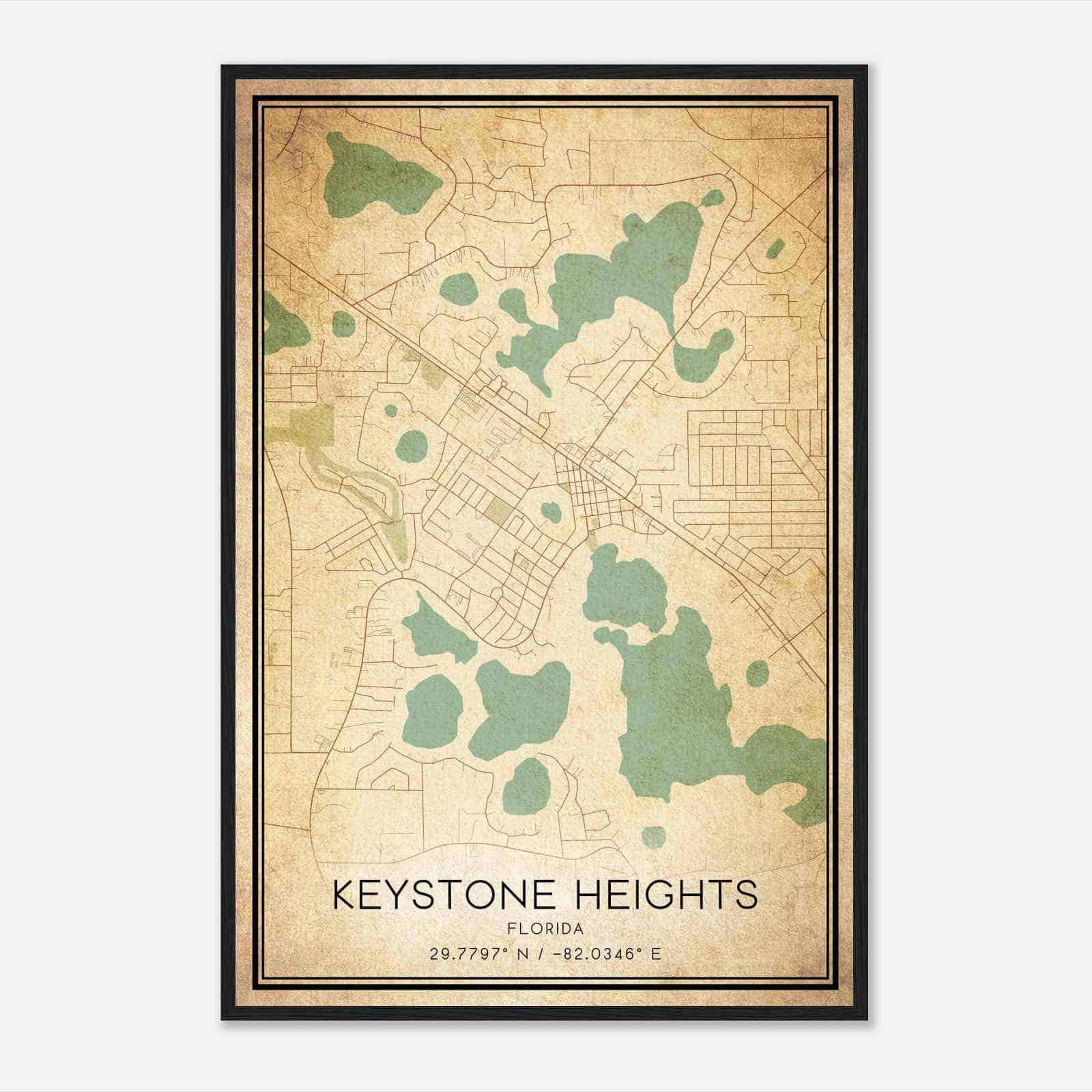 Vintage Keystone Heights Florida Map Poster, Modern Home Decor Wall Art Print - Custom Maps &amp;amp; Posters for Map of Keystone Heights Florida