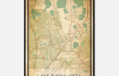 Vintage Lake Buena Vista Florida Map Poster, Lake Buena Vista Fl City Road  Wall Art Print - Custom Maps &amp; Posters with regard to Map of Buena Vista Florida