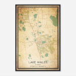 Vintage Lake Wales Florida Map Poster, Modern Home Decor Wall Art Print    Custom Maps & Posters With Regard To Map Of Lake Wales Florida