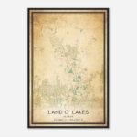 Vintage Land O' Lakes Florida Map Poster, Modern Home Decor Wall Art Print    Custom Maps & Posters Pertaining To Map Of Florida Land O Lakes