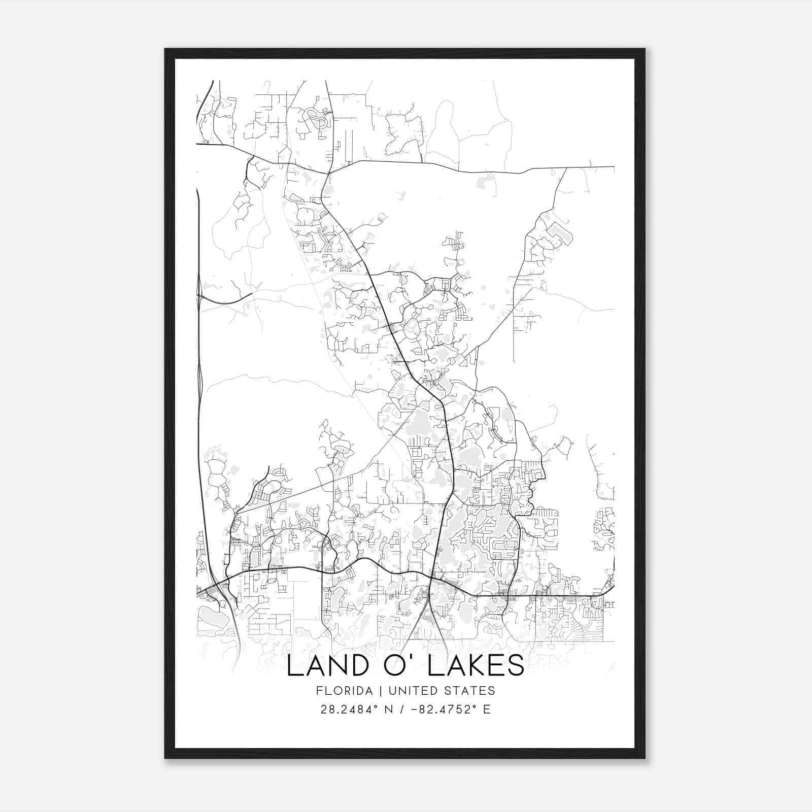 Vintage Land O&amp;#039; Lakes Florida Map Poster, Modern Home Decor Wall with regard to Map of Florida Land O Lakes