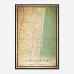 Vintage Lighthouse Point Florida Map Poster, Modern Home Decor Wall Art  Print   Custom Maps & Posters Intended For Map Of Lighthouse Point Florida
