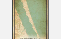 Vintage Melbourne Beach Florida Map Poster, Melbourne Beach Fl City Road  Wall Art Print - Custom Maps &amp; Posters with Map Of Melbourne Beach Florida