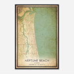 Vintage Neptune Beach Florida Map Poster, Modern Home Decor Wall Art Print    Custom Maps & Posters With Map Of Neptune Beach Florida