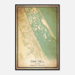 Vintage Oak Hill Florida Map Poster, Oak Hill Fl City Road Wall Art Print    Custom Maps & Posters Regarding Map Of Oak Hill Florida