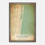 Vintage Ocean Ridge Florida Map Poster, Ocean Ridge Fl City Road Wall Art  Print   Custom Maps & Posters With Regard To Map Of Ocean Ridge Florida