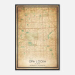Vintage Opa Locka Florida Map Poster, Opa Locka Fl City Road Wall Art Print    Custom Maps & Posters In Map Of Opa Locka Florida