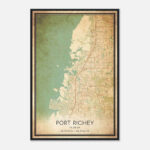 Vintage Port Richey Florida Map Poster, Port Richey Fl City Road Wall Art  Print   Custom Maps & Posters Inside Map Of Port Richey Florida