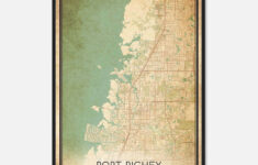 Vintage Port Richey Florida Map Poster, Port Richey Fl City Road Wall Art  Print - Custom Maps &amp; Posters within Map Of Florida Port Richey