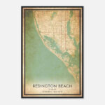 Vintage Redington Beach Florida Map Poster, Redington Beach Fl City Road  Wall Art Print   Custom Maps & Posters Within Map Of Redington Beach Florida