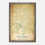 Vintage Saint Marks Florida Map Poster, Saint Marks Fl City Road Wall Art  Print   Custom Maps & Posters Pertaining To Map Of St Marks Florida
