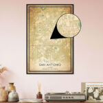 Vintage San Antonio Florida Map Poster, San Antonio Fl City Road Wall Art  Print   Custom Maps & Posters In Map Of San Antonio Florida