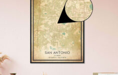 Vintage San Antonio Florida Map Poster, San Antonio Fl City Road Wall Art  Print - Custom Maps &amp; Posters in Map Of San Antonio Florida
