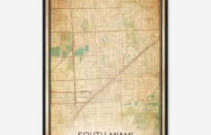 Vintage South Miami Florida Map Poster, Modern Home Decor Wall Art Print –  Custom Maps & Posters intended for Map Of South Miami Florida