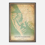Vintage South Pasadena Florida Map Poster, Modern Home Decor Wall Art Print    Custom Maps & Posters Pertaining To Map Of South Pasadena Florida