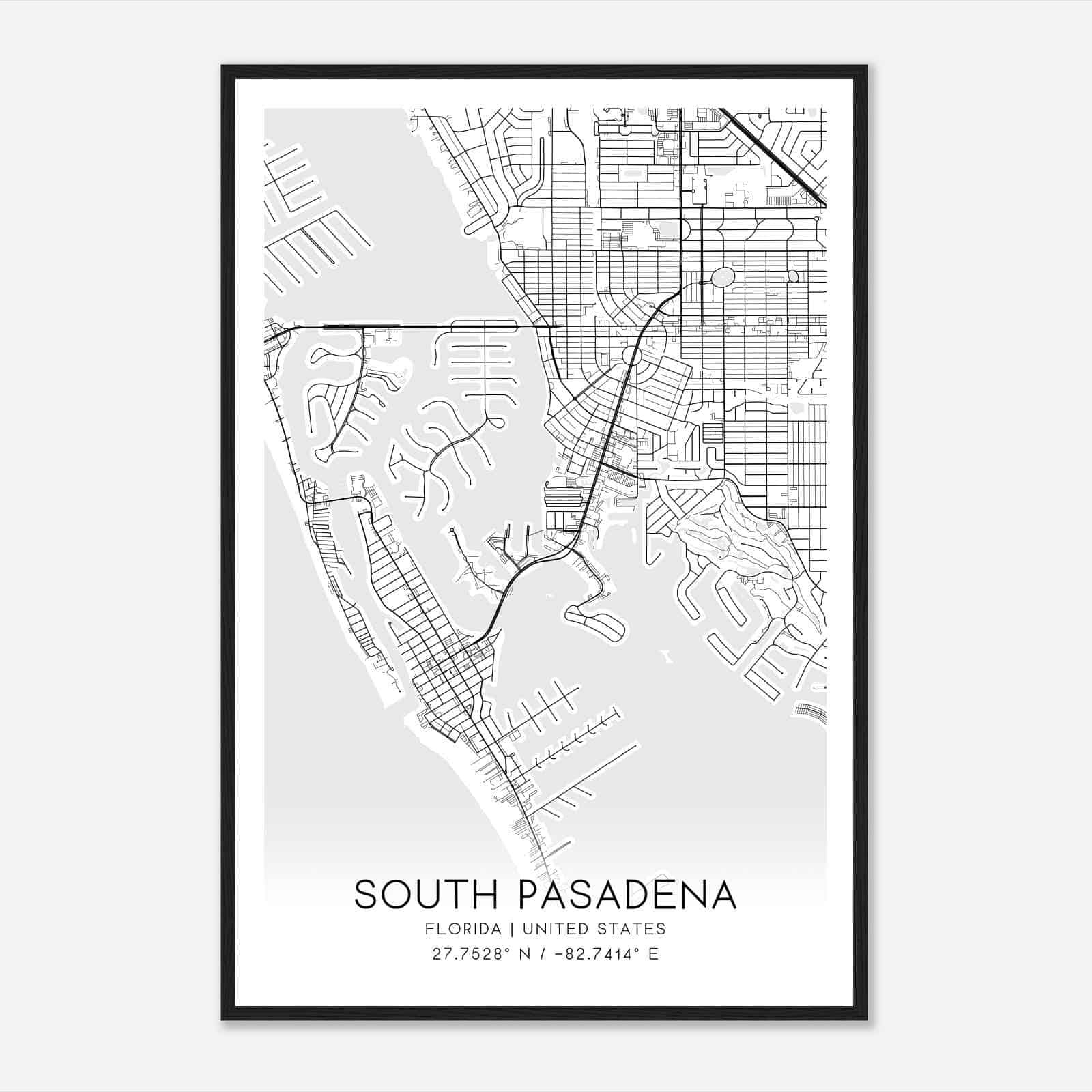 Vintage South Pasadena Florida Map Poster, Modern Home Decor Wall within Map Of South Pasadena Florida
