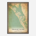 Vintage Treasure Island Florida Map Poster, Modern Home Decor Wall Art  Print   Custom Maps & Posters With Map Of Treasure Island Florida