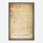 Vintage Wilton Manors Florida Map Poster, Modern Home Decor Wall Art Print    Custom Maps & Posters For Map Of Wilton Manors Florida