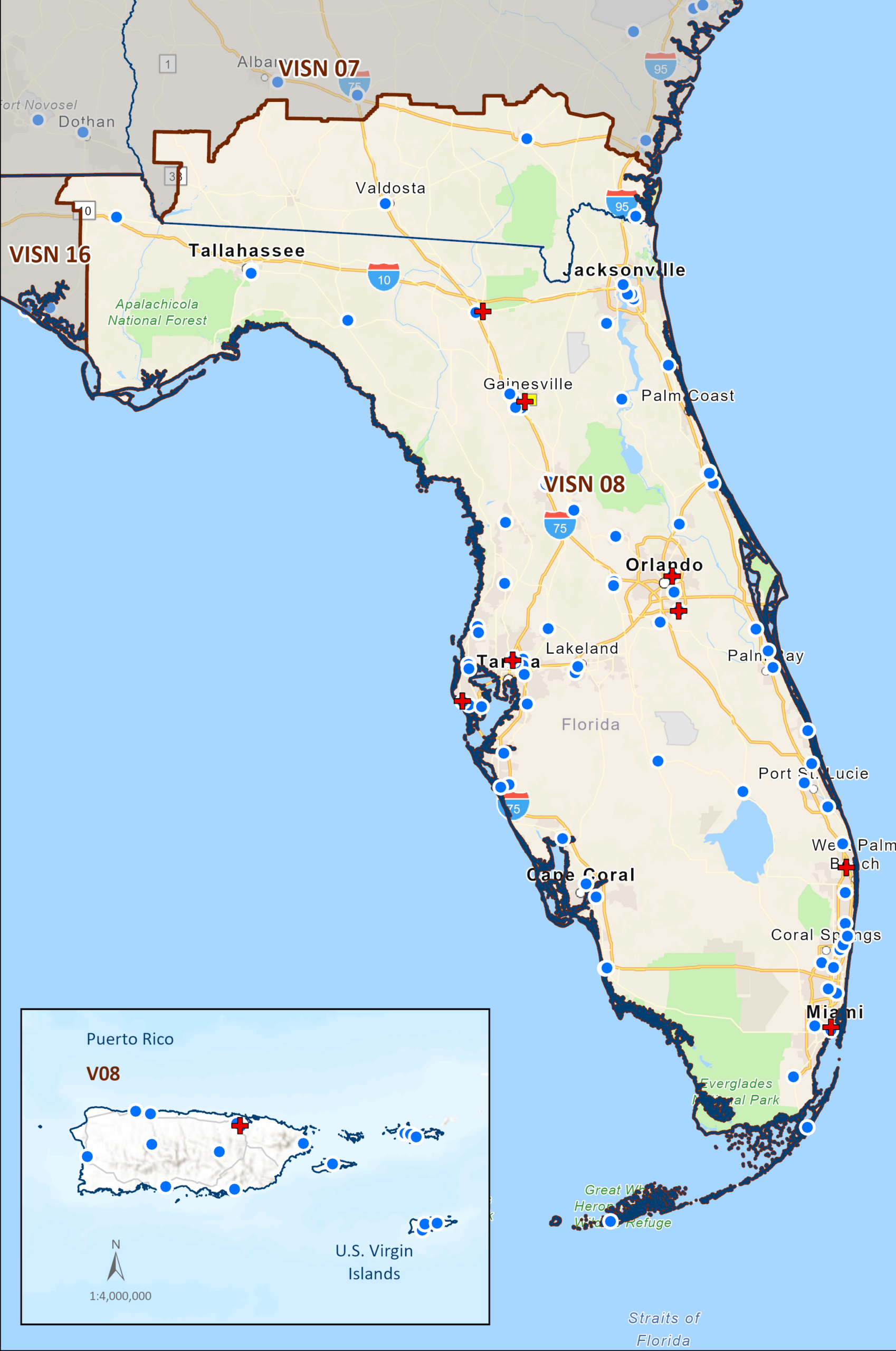 Visn 08 - Veterans Integrated Service Networks intended for Map Of Va Hospitals In Florida