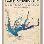 Wall Art Map Print Of Lake Seminole, Chattahoochee, Seminole With Regard To Map Of Lake Seminole Florida