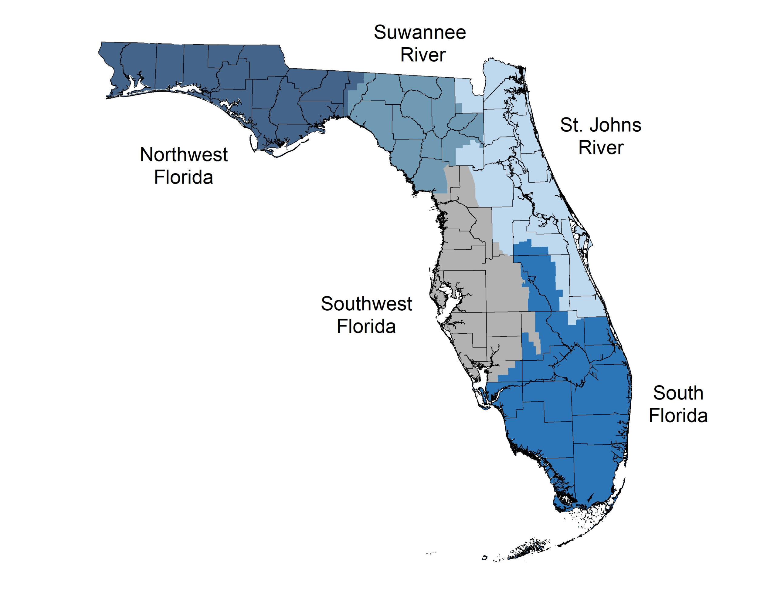 Water Management Districts - Springs Contacts | Water Quality within Map of Florida Water Management Districts