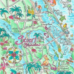 Watercolor Map Of Stuart, Florida   Etsy Intended For Map Of Stuart Beach Florida