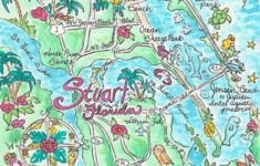Watercolor Map Of Stuart, Florida - Etsy intended for Map Of Stuart Beach Florida