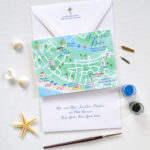 Watercolor Seaside Map Save The Date With Map Of Watercolor And Seaside Florida