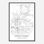 Wesley Chapel Florida Map Poster, Modern Home Decor Wall Art Print   Custom  Maps & Posters Intended For Map Of Wesley Chapel Florida