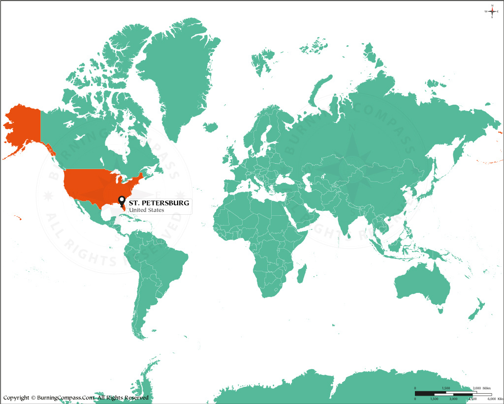 Where Is St. Petersburg, Florida Located ? - St. Petersburg with Florida in Map of the World