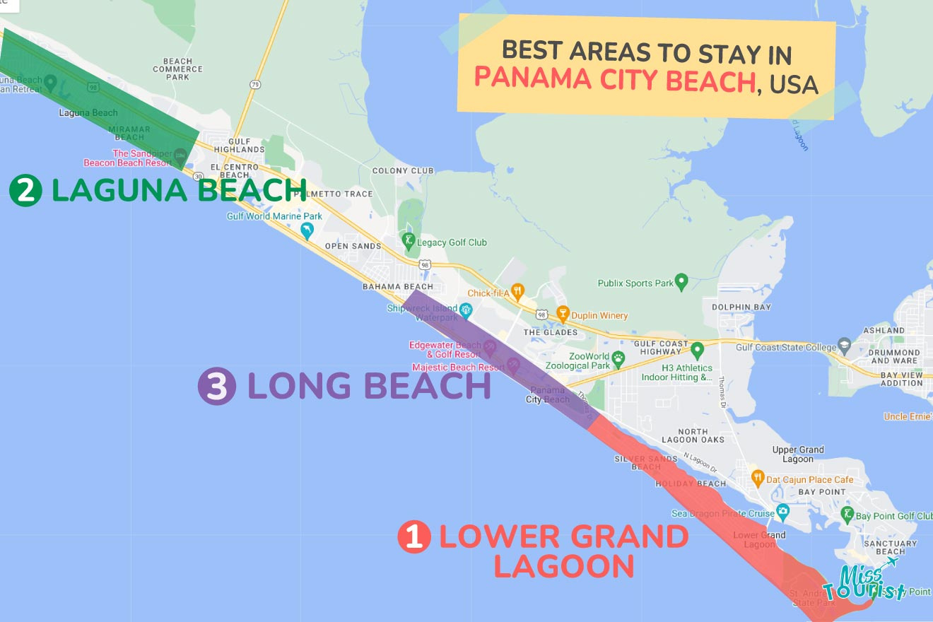 Where To Stay In Panama City Beach, Florida – 3 Top Areas with Map of Rental Cars in Panama City Beach Florida